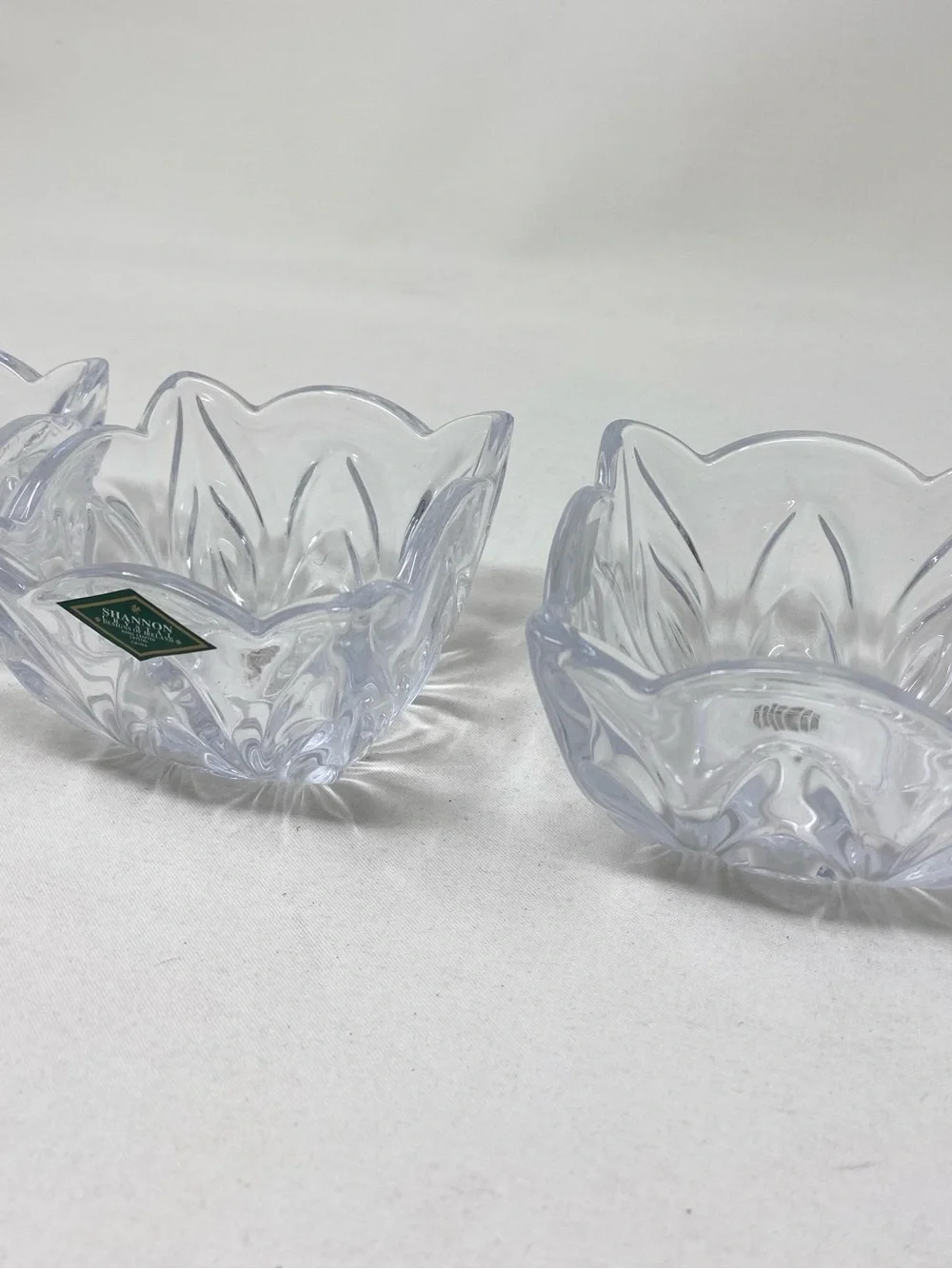 Shannon Crystal Clear Glass Floral Square Serving Bowls - Set of 4
